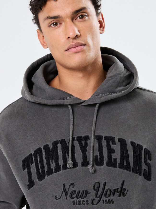 Sweat à capuche logo vintage gris homme - Tommy Jeans