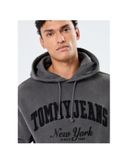 Sweat à capuche logo vintage gris homme - Tommy Jeans