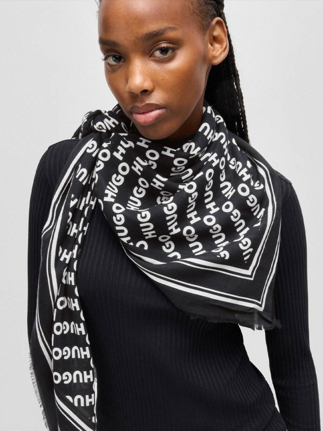 Foulard alycia monogramme noir femme - Hugo