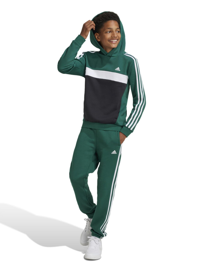 Sweat à capuche colorblock 3s vert noir enfant - Adidas