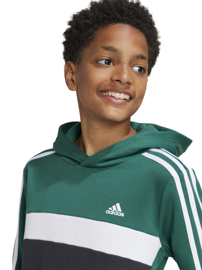 Sweat à capuche colorblock 3s vert noir enfant - Adidas