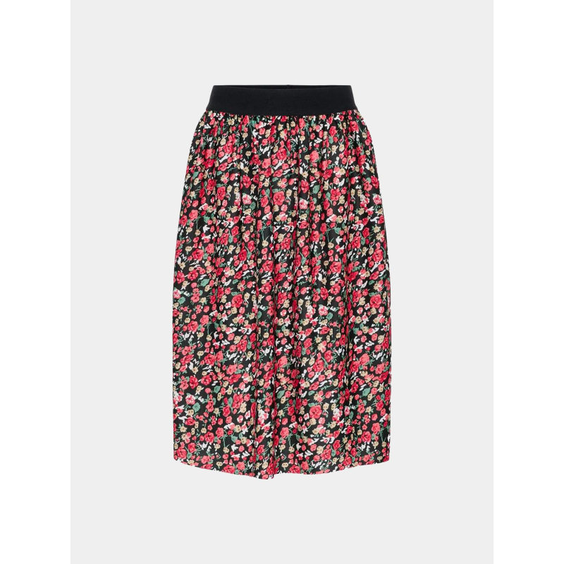 Jupe kogeleme à motif floral noir et rouge fille - Only