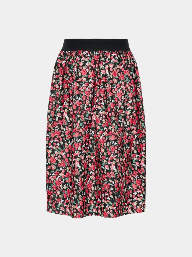 Jupe kogeleme à motif floral noir et rouge fille - Only