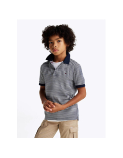Polo rayé interlock bleu marine garçon - Tommy Hilfiger