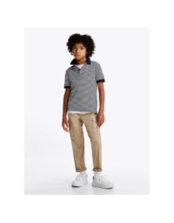 Polo rayé interlock bleu marine garçon - Tommy Hilfiger
