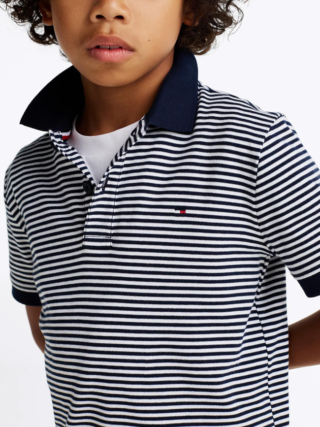 Polo rayé interlock bleu marine garçon - Tommy Hilfiger
