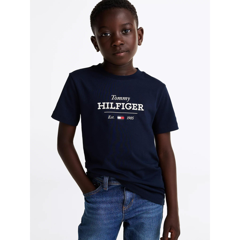 T-shirt monotype regular bleu marine garçon - Tommy Hilfiger