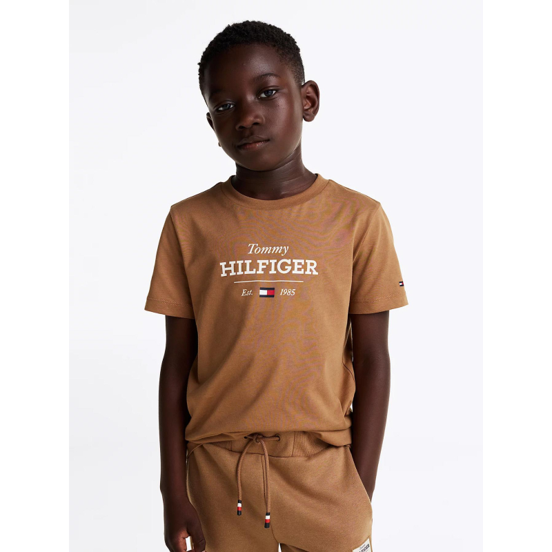 T-shirt monotype regular marron garçon - Tommy Hilfiger