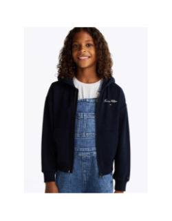 Sweat à capuche zippé varsity bleu marine fille - Tommy Hilfiger