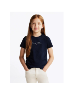 T-shirt script slim bleu marine fille - Tommy Hilfiger