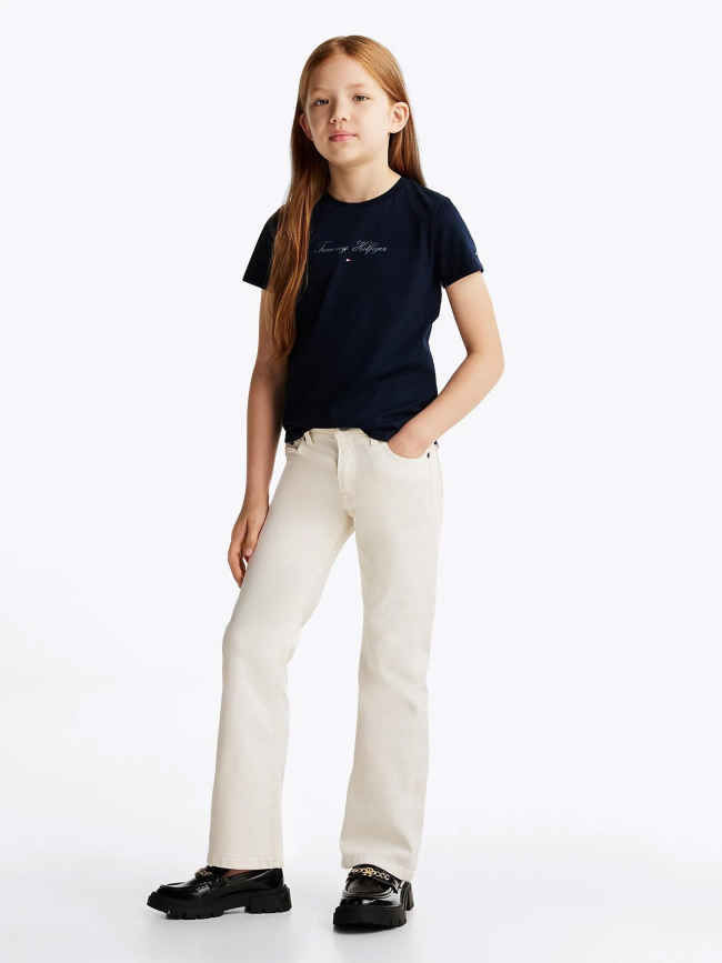 T-shirt script slim bleu marine fille - Tommy Hilfiger