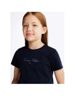 T-shirt script slim bleu marine fille - Tommy Hilfiger