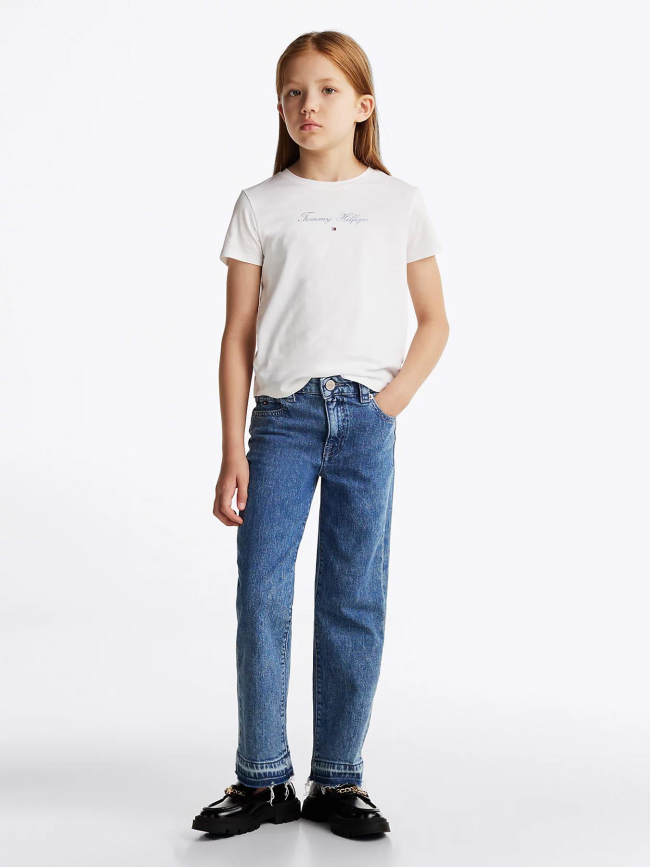 T-shirt script slim blanc fille - Tommy Hilfiger