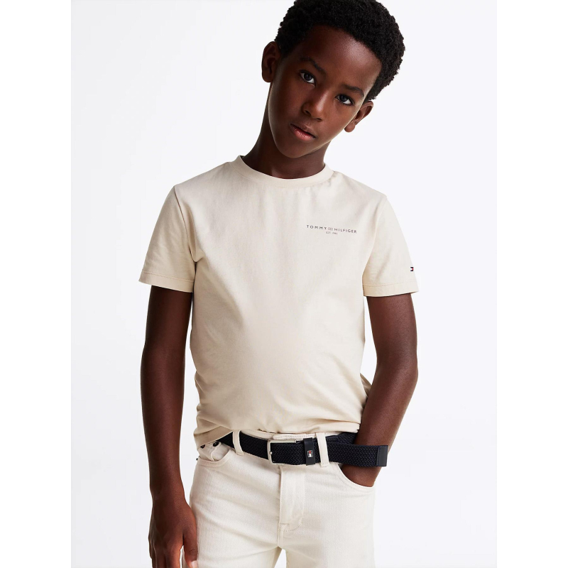 T-shirt corporate mini logo beige garçon - Tommy Hilfiger
