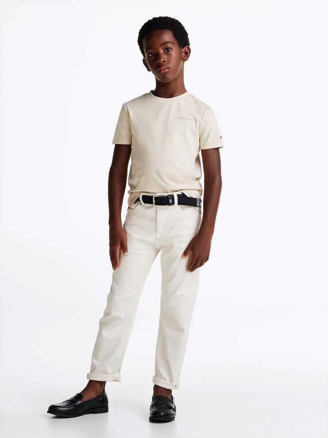 T-shirt corporate mini logo beige garçon - Tommy Hilfiger