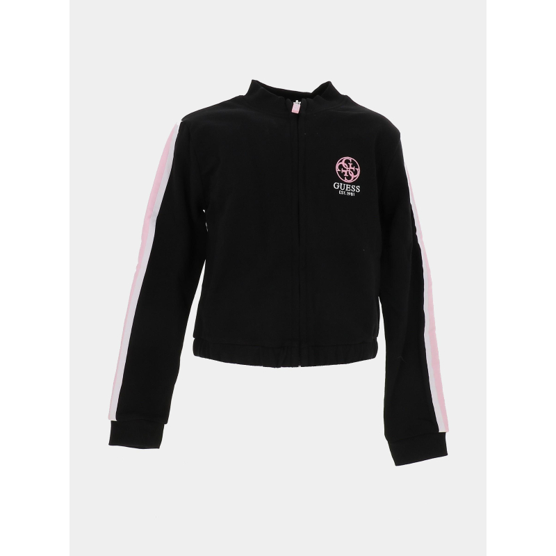 Sweat zippé active top noir et rose fille - Guess