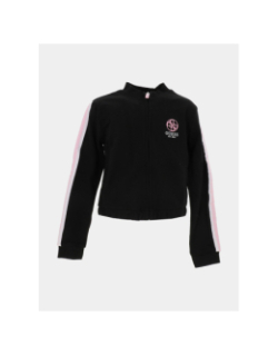 Sweat zippé active top noir et rose fille - Guess