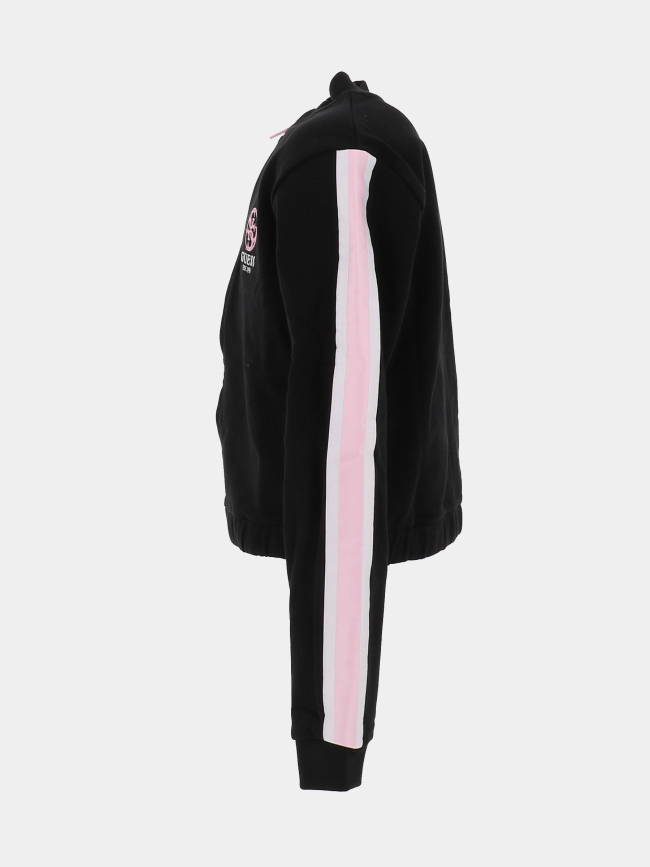 Sweat zippé active top noir et rose fille - Guess