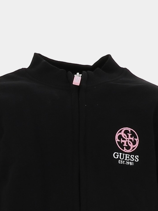 Sweat zippé active top noir et rose fille - Guess