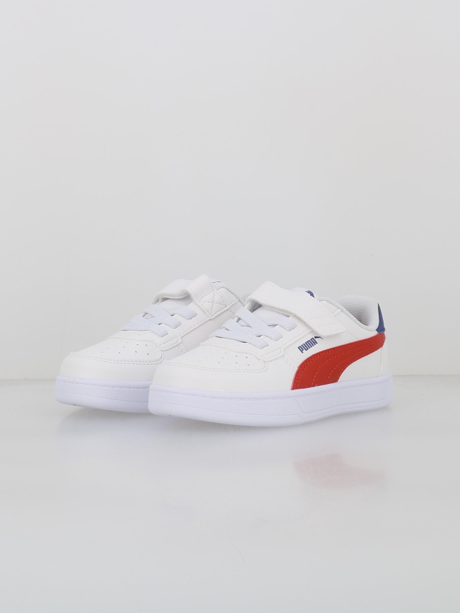 Baskets à scratch caven 2 ps blanc rouge enfant - Puma