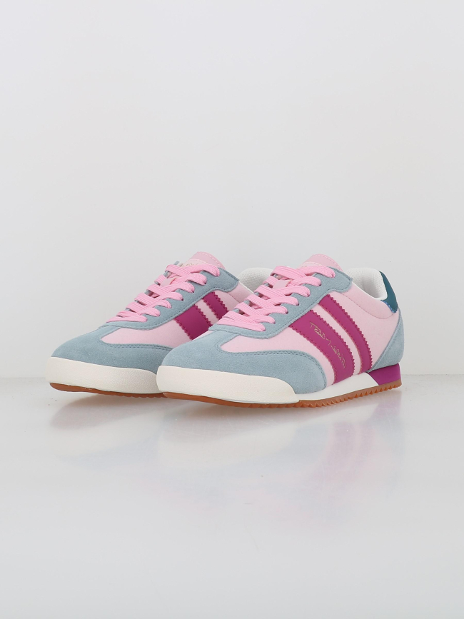 Baskets en cuir suédé serraje rose bleu femme - Teddy Smith