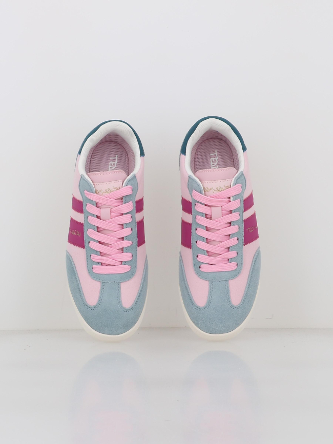Baskets en cuir suédé serraje rose bleu femme - Teddy Smith