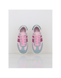 Baskets en cuir suédé serraje rose bleu femme - Teddy Smith