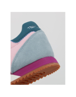 Baskets en cuir suédé serraje rose bleu femme - Teddy Smith