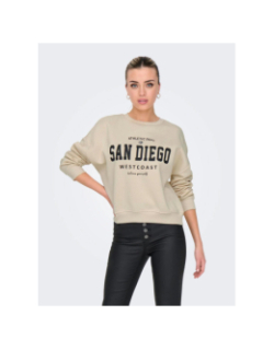 Sweat à col rond san diego oversize beige femme - Only