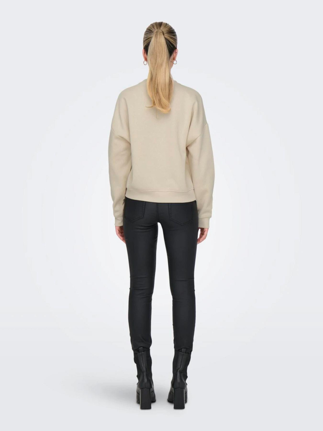 Sweat à col rond san diego oversize beige femme - Only