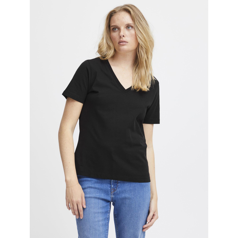T-shirt col v palmer noir femme - Ichi