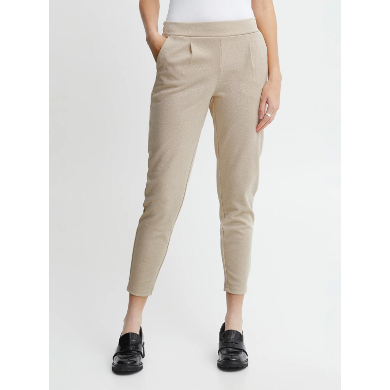 Pantalon droite kate pique beige femme - Ichi