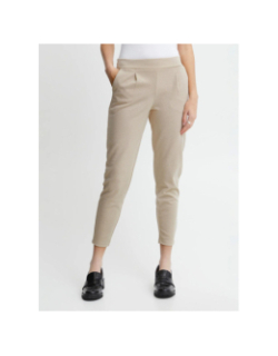 Pantalon droite kate pique beige femme - Ichi