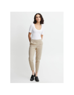 Pantalon droite kate pique beige femme - Ichi