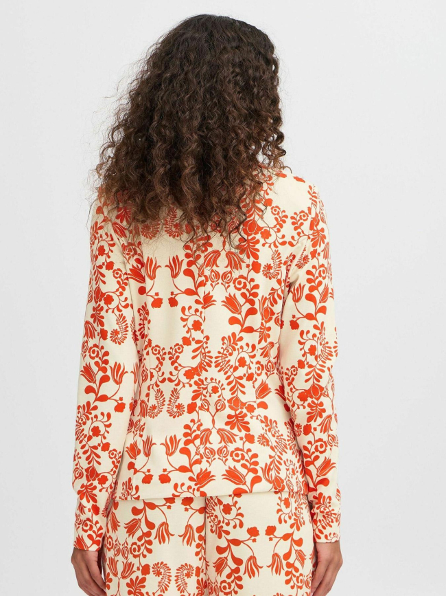 Veste blazer imprimée kate écru rouge femme - Ichi