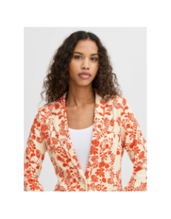 Veste blazer imprimée kate écru rouge femme - Ichi