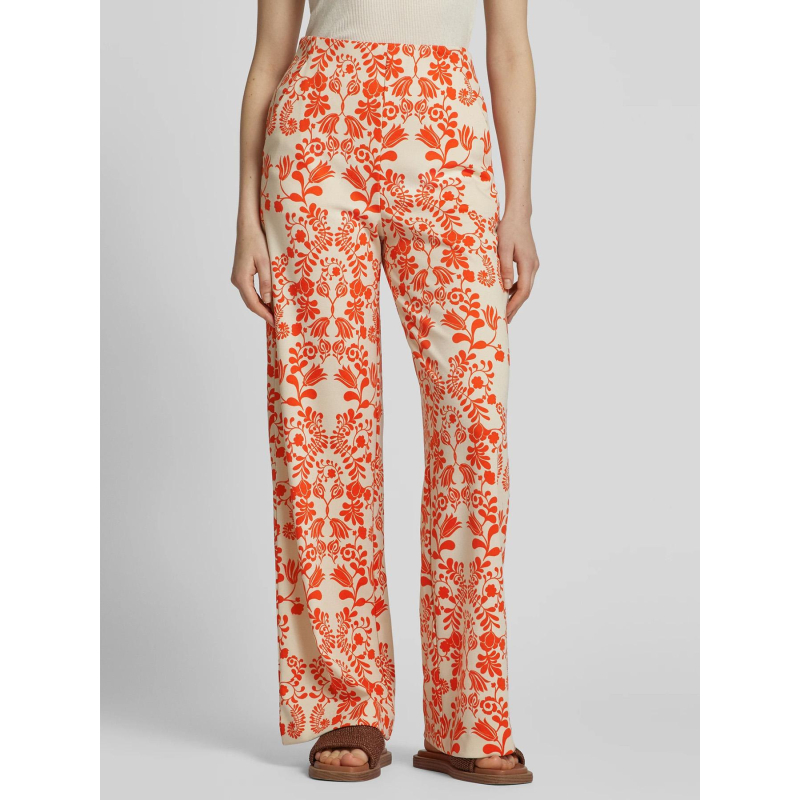 Pantalon large imprimé kate écru rouge femme - Ichi