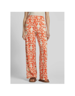 Pantalon large imprimé kate écru rouge femme - Ichi