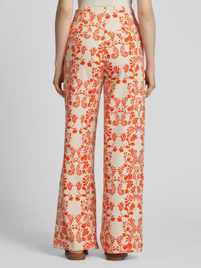 Pantalon large imprimé kate écru rouge femme - Ichi