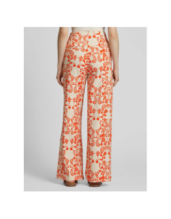 Pantalon large imprimé kate écru rouge femme - Ichi