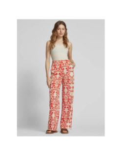 Pantalon large imprimé kate écru rouge femme - Ichi