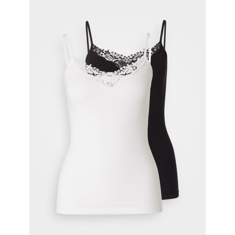 Lot de 2 débardeurs col dentelle kira blanc noir femme - Only