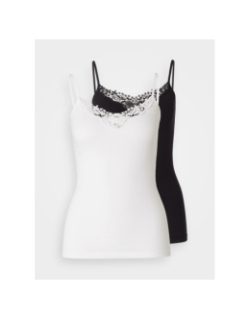 Lot de 2 débardeurs col dentelle kira blanc noir femme - Only