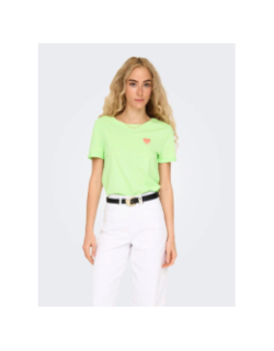 T-shirt manches courtes onlkita life coeur brillant vert femme - Only