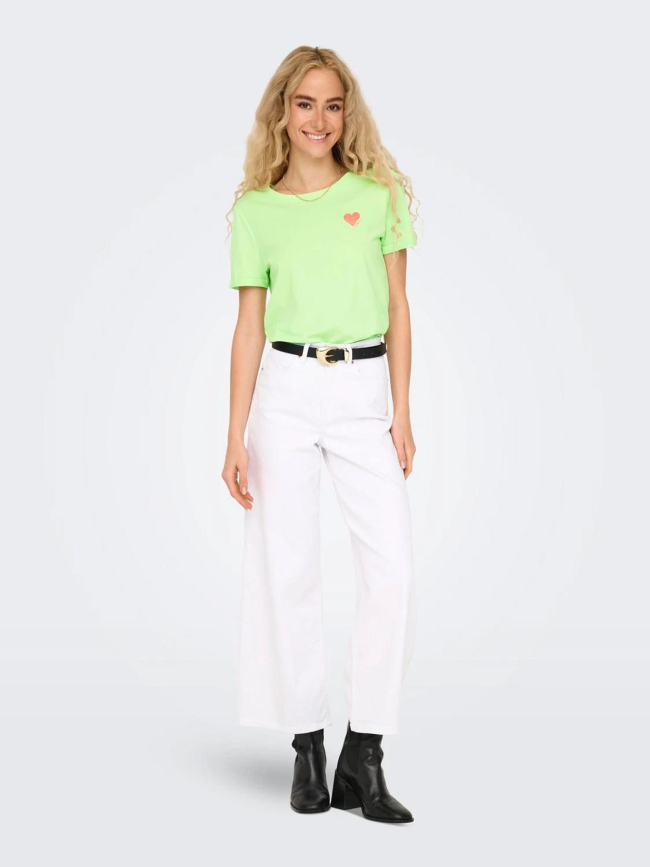 T-shirt manches courtes onlkita life coeur brillant vert femme - Only