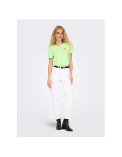 T-shirt manches courtes onlkita life coeur brillant vert femme - Only