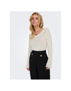 Pull col v geena blanc femme - Only