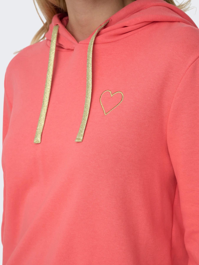 Sweat à capuche noli cœur dubarry rose femme - Only