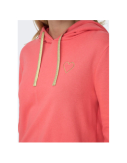 Sweat à capuche noli cœur dubarry rose femme - Only