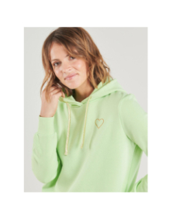 Sweat à capuche noli cœur paradise vert femme - Only